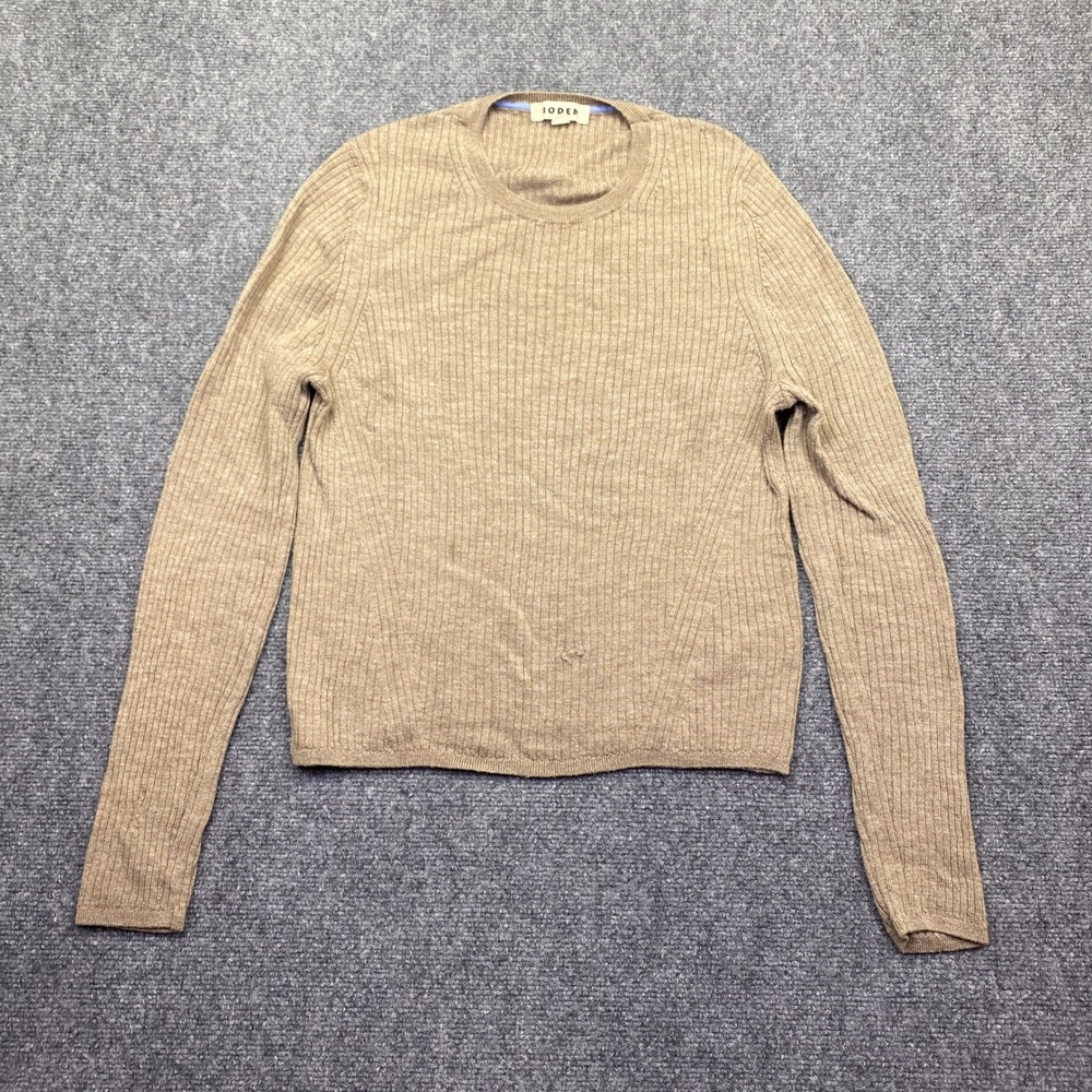 Boden Womens 100% Merino Wool Ribbed Knit Crewneck Sweater Tan XL K0773 9513